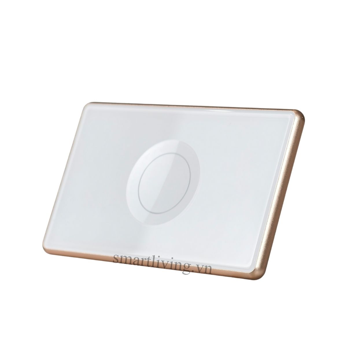 Công tắc mặt kính cảm ứng nút lõm Zigbee Tuya viền vàng