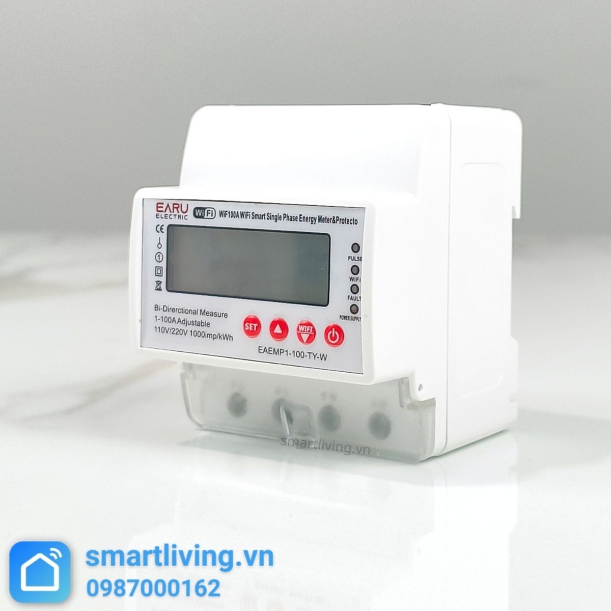 Công tơ điện tử Tuya Wifi 100A có bảo vệ quá dòng, thấp áp, cao áp 1 pha