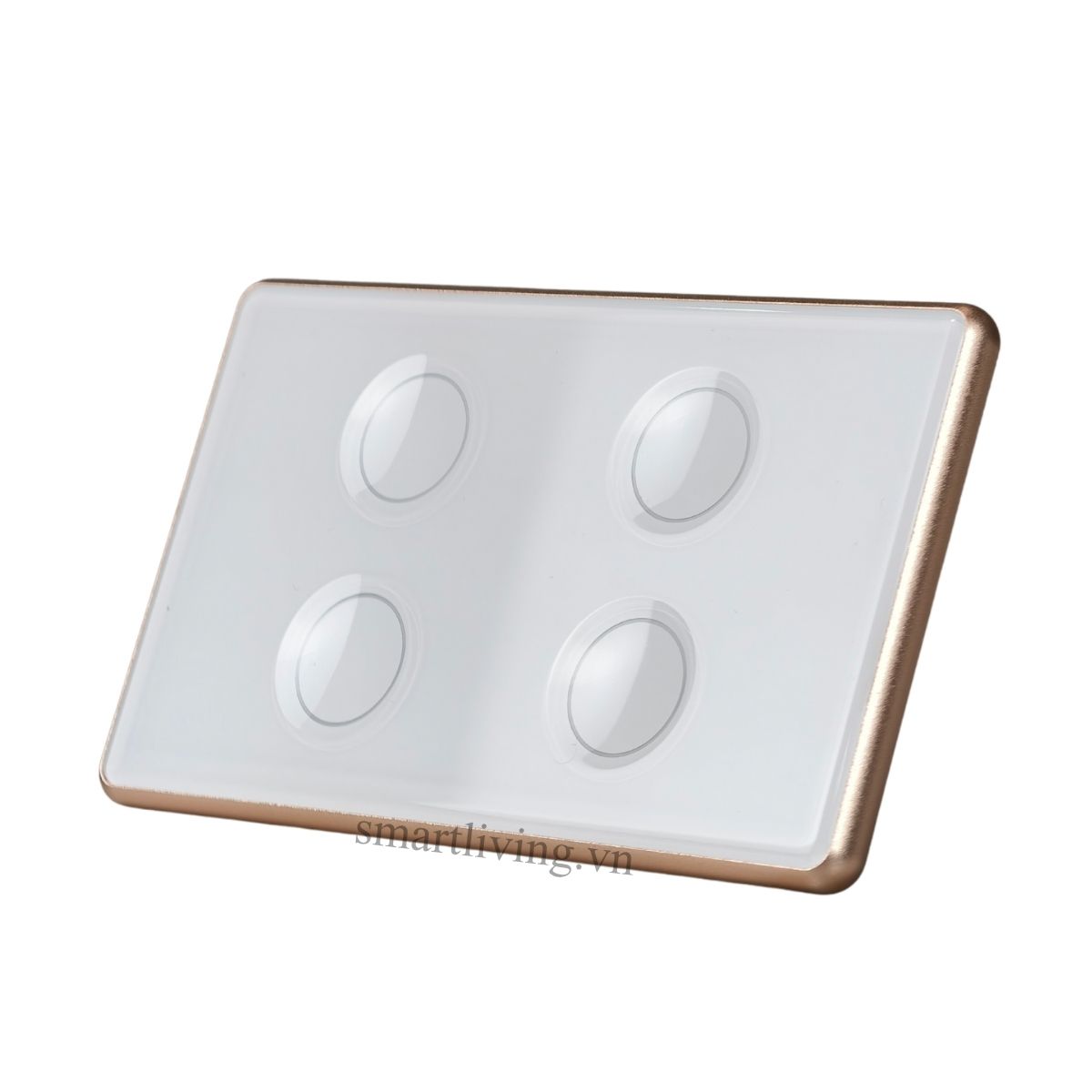Công tắc mặt kính cảm ứng nút lõm Zigbee Tuya viền vàng