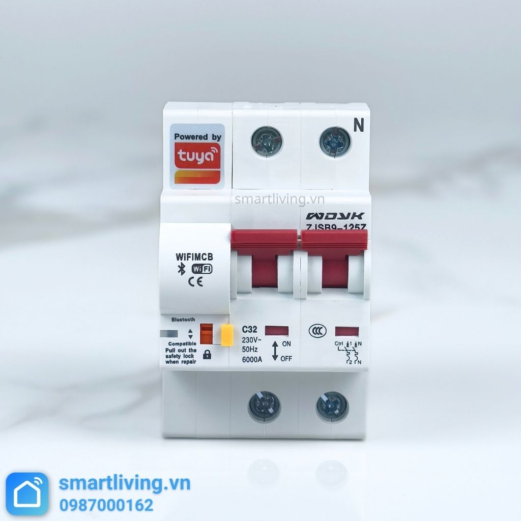 Aptomat CB thông minh Wifi Tuya 2P