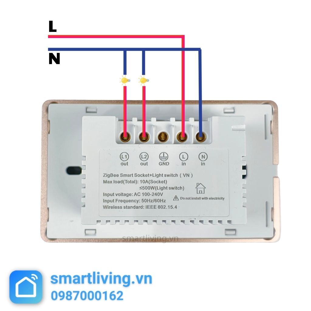 Công tắc 2 nút + Ổ cắm Zigbee Tuya