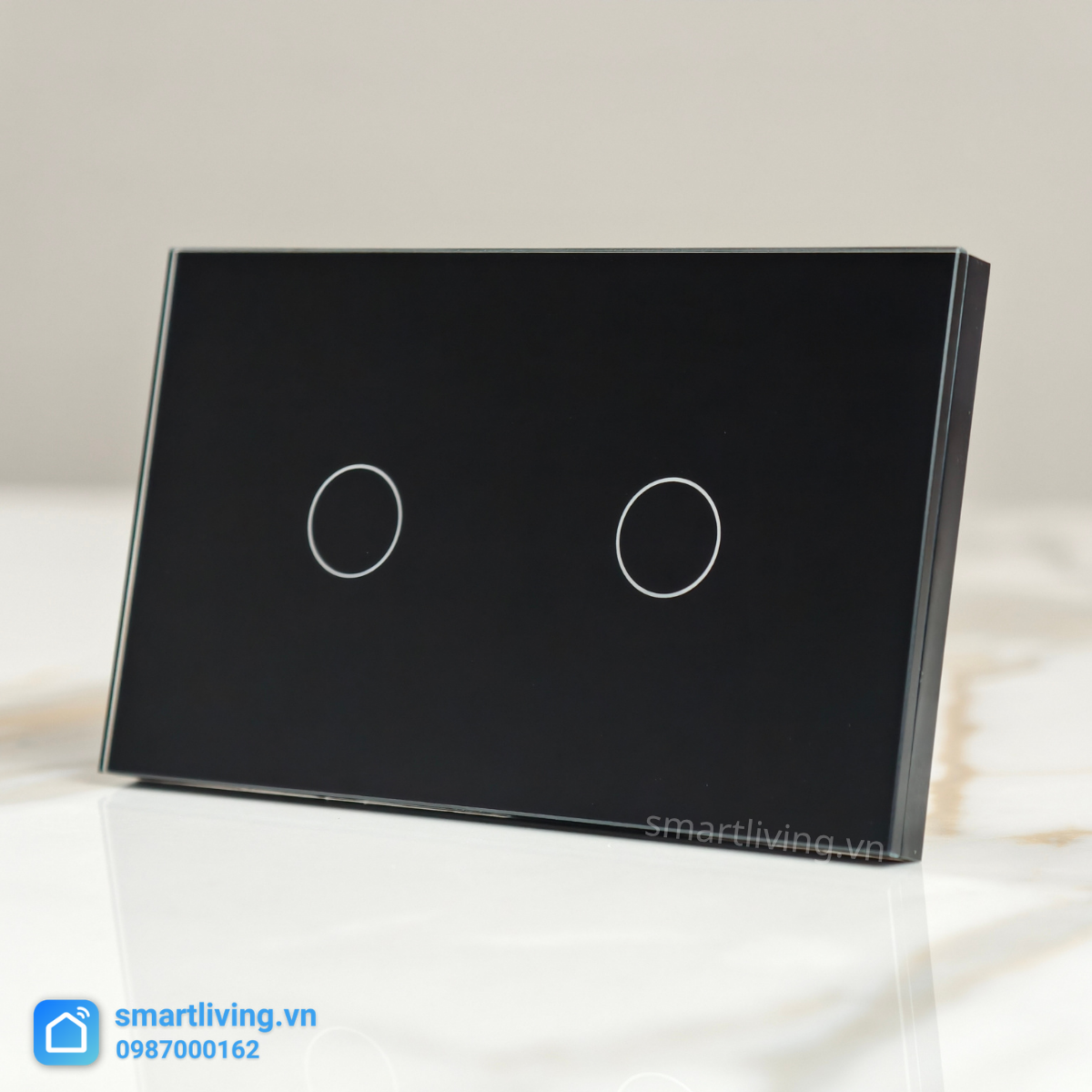 Công tắc thông minh Tuya Wifi Chữ Nhật 2 nút đen