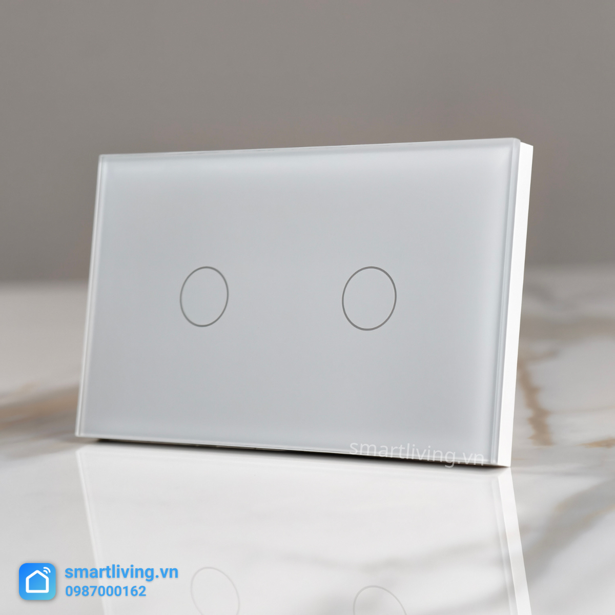 Công tắc thông minh Tuya Wifi Chữ Nhật 2 nút trắng