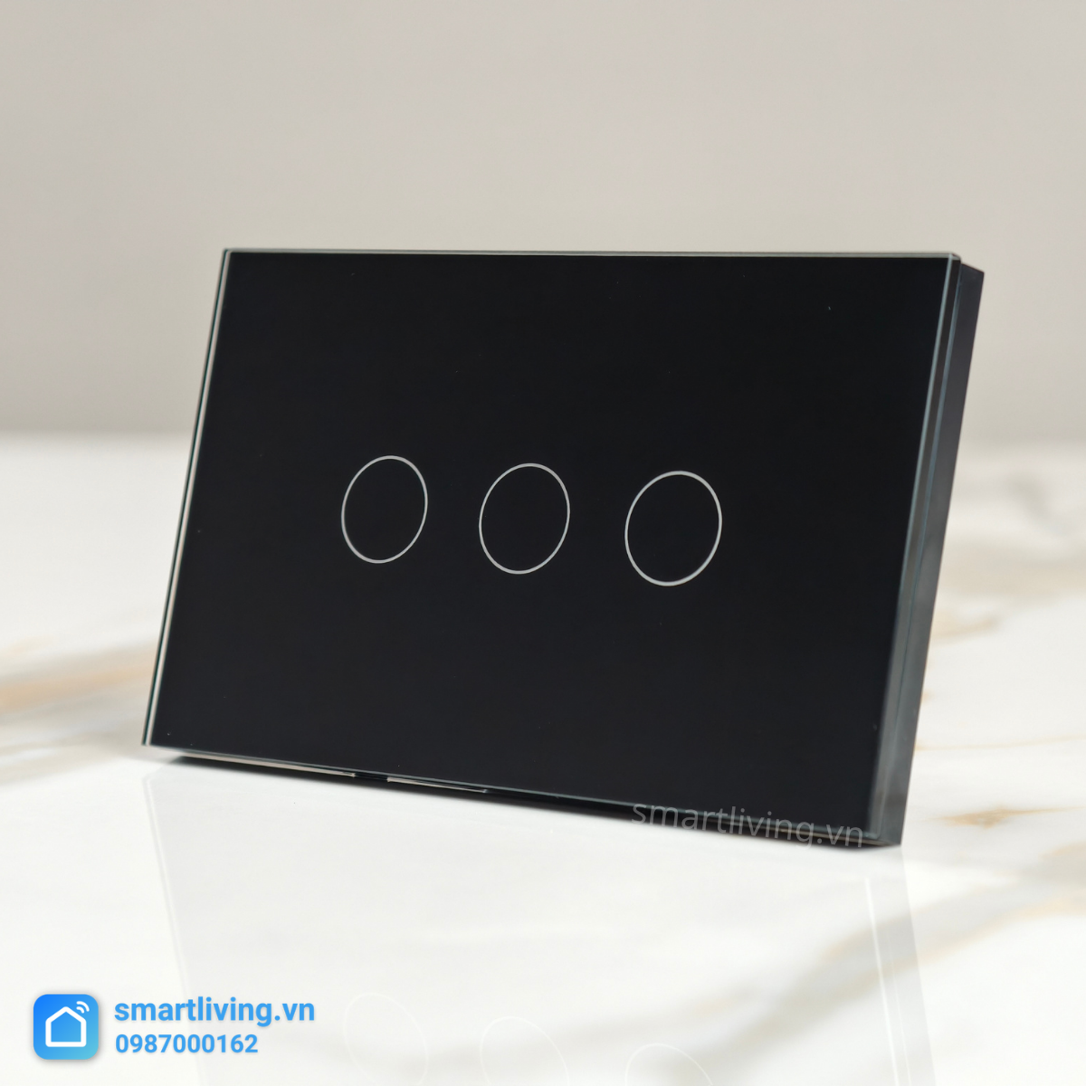Công tắc thông minh Tuya Wifi Chữ Nhật 3 nút đen
