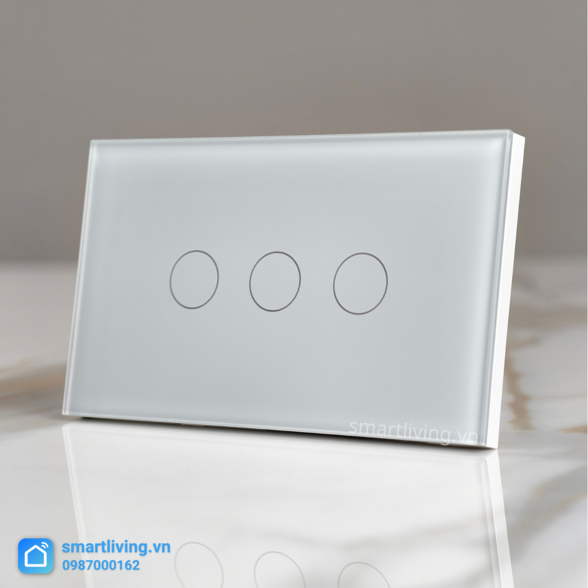 Công tắc thông minh Tuya Wifi Chữ Nhật 3 nút trắng