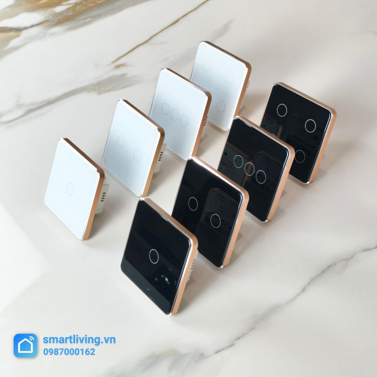 Công tắc thông minh mặt kính cảm ứng Zigbee Tuya Mặt Vuông