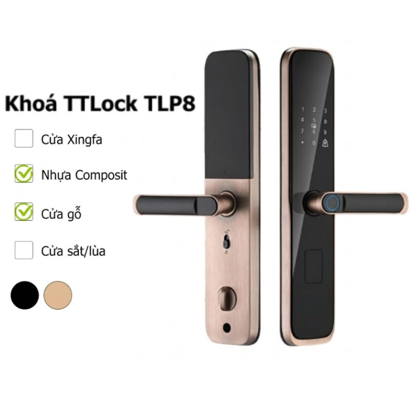 Khóa vân tay thông minh TTLock TLP8 dùng cho cửa gỗ chung cư