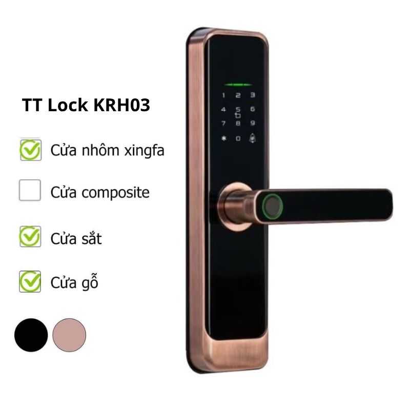 Khóa Cửa Gỗ/Chung Cư KRH03 Mặt Kính Cường Lực