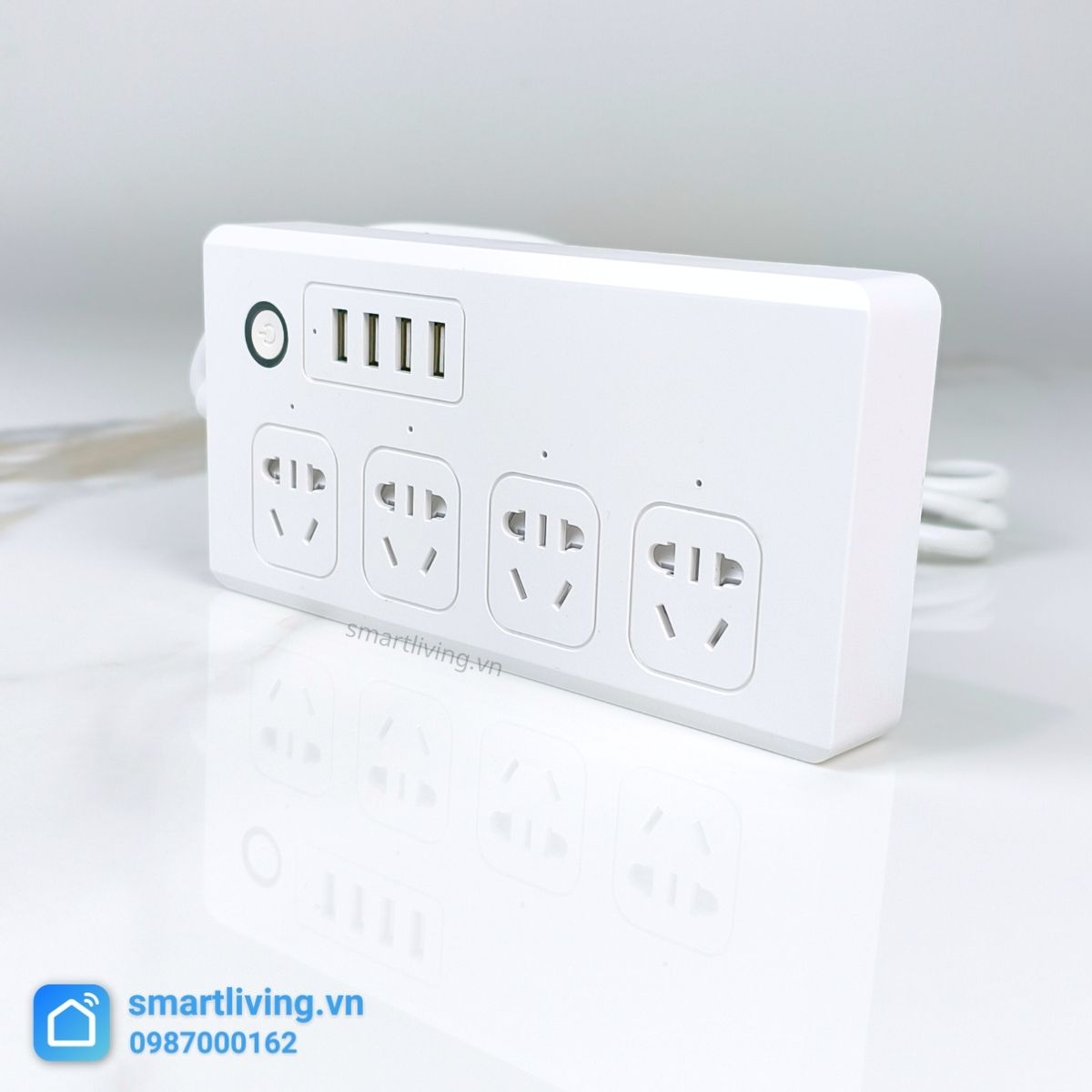 Ổ Cắm Kéo Dài 4 Cổng + 4 Cổng USB Điều Khiển Qua Wifi Tuya